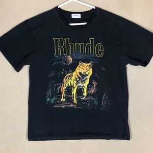 Rhude Night Wolf Graphic Print‎ Short Sleeve Shirt Men’s size M